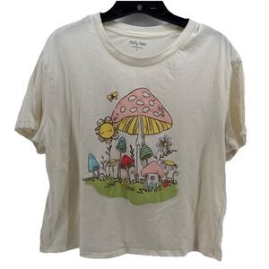 Pretty Rebel L Boho Mushroom Graphic Tee Colorful Floral Nature Aesthetic Shirt
